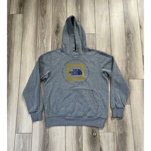 The North Face Geo NSE Men's Small Gray Pullover Hoodie Sweatshirt Front Pocket